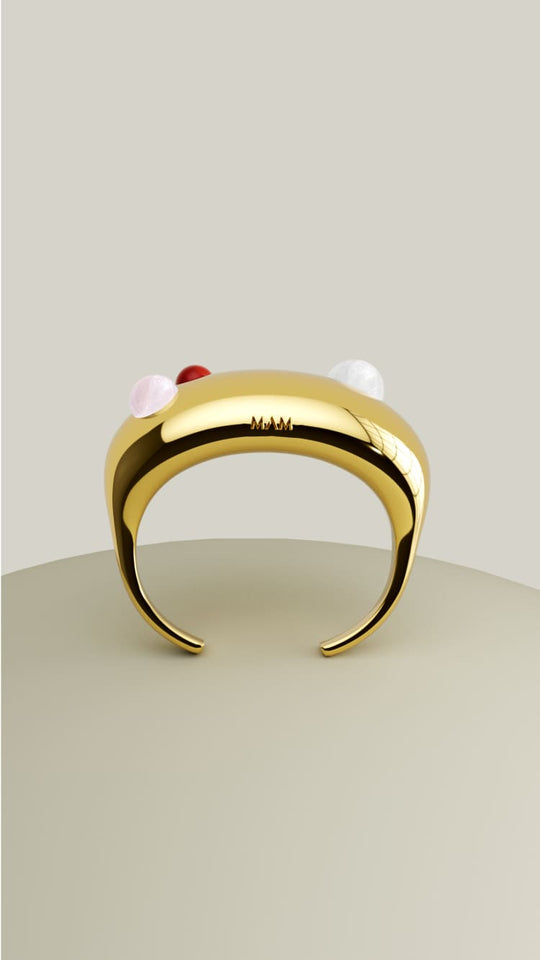 Gold bracelet statement bangle with stones