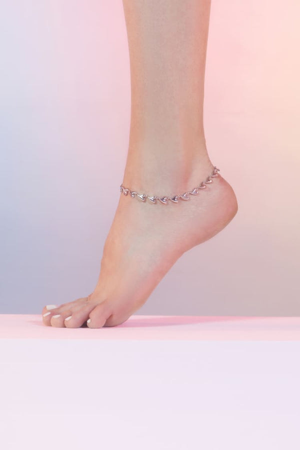 hearts anklet in silver
