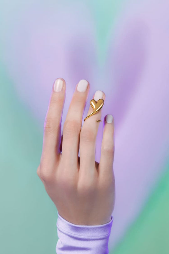 heart shaped love midi ring in gold