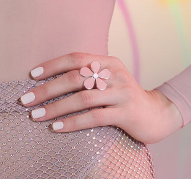 flower ring in silver