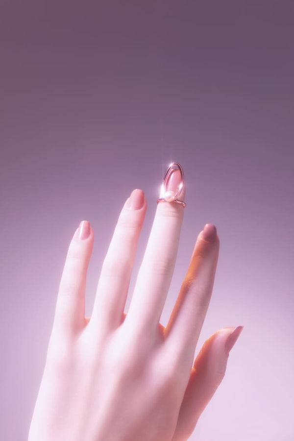 Rose Gold Nail Ring with Pearl