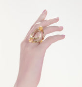 Gold plated ring with yellow quartz