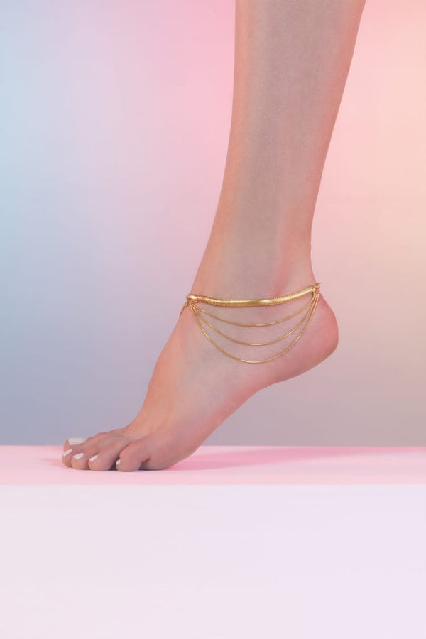 chains anklet in gold