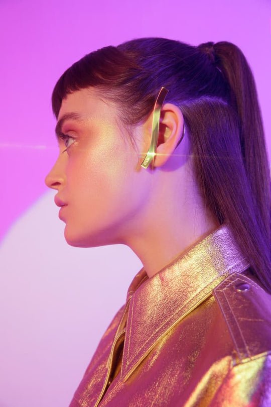 Gold plated ear cuffs with bar
