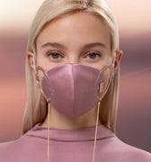 Pink mask in silk with rosegold chain